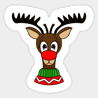 REINDEER Merry Christmas Green Red Sweater Sticker